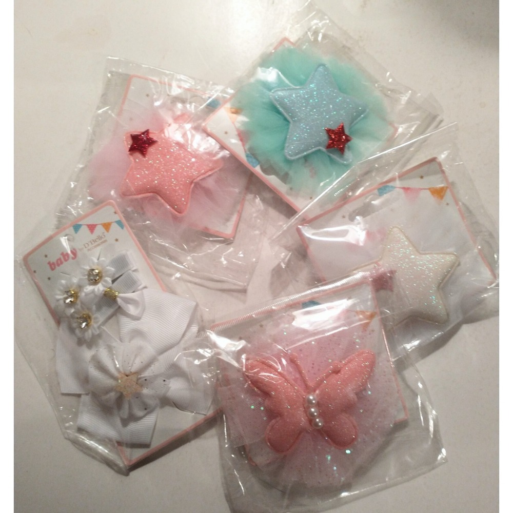 D'Bello Accessories Infant/Girls Hair Clip Baby Butterfly Star Sparkle Set Of 5